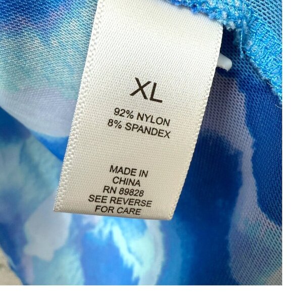 LOGO Lori Goldstein Stretch Mesh Cardigan XL Blue Watercolor Sheer Beach Top - Picture 13 of 14